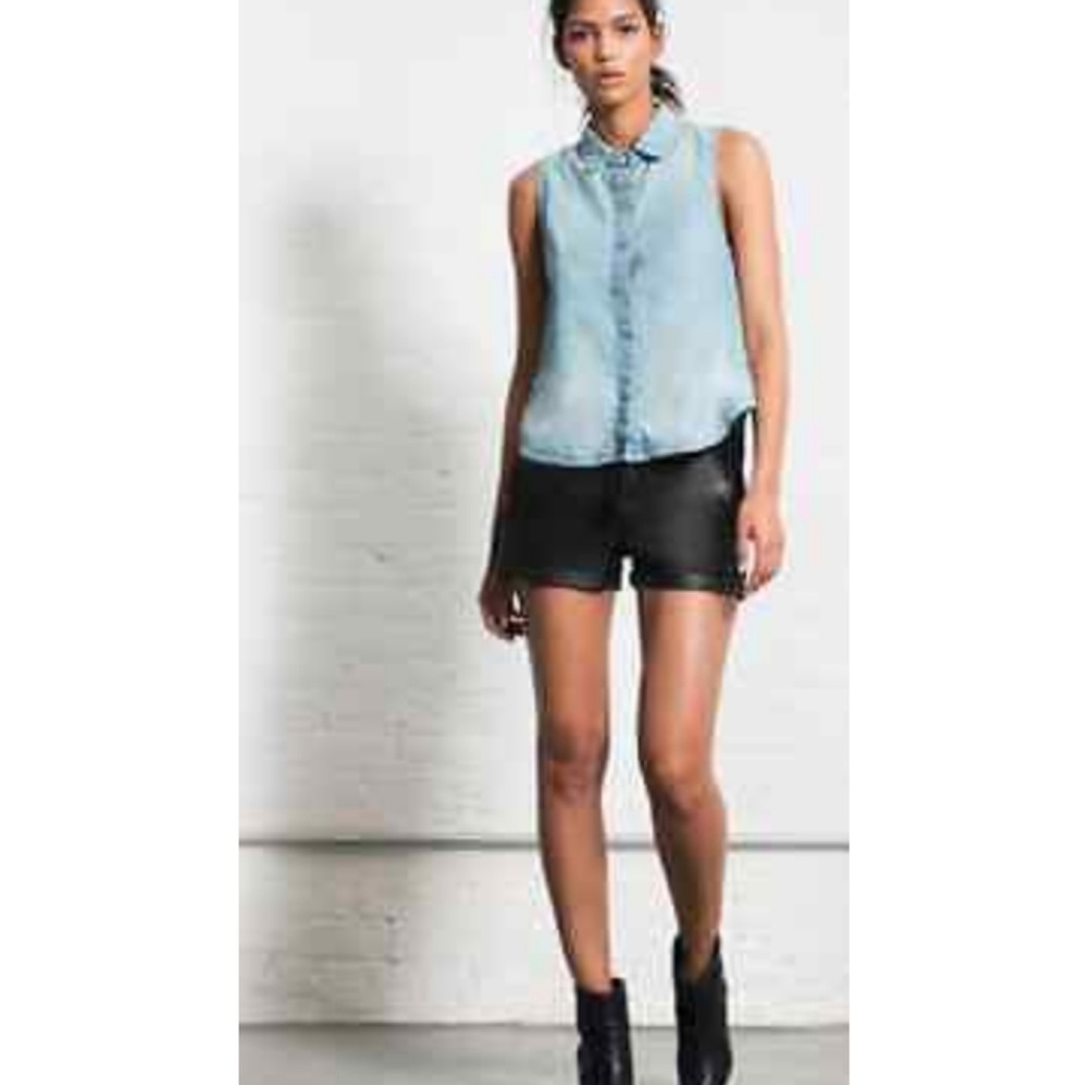 rag & bone Jean Portobello Leather Flat Front Shor